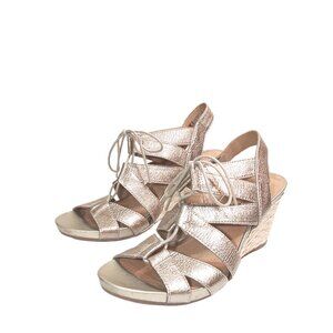 Clarks Acina Chester Sandals Womens 9 Metallic Wedge Heel Lace-Up Sandals